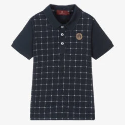 AIGNER Boys Blue Cotton Polo Shirt