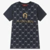 AIGNER Boys Navy Blue Cotton Logo T-Shirt