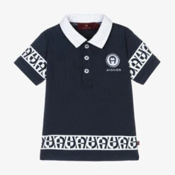 AIGNER Boys Navy Blue Logo Polo Shirt