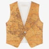 Alviero Martini Boys Beige Geo Map Waistcoat