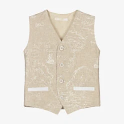 Alviero Martini Boys Beige Linen Waistcoat