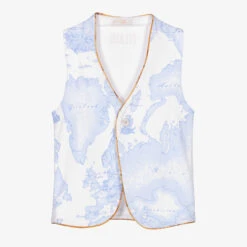 Alviero Martini Boys Blue Geo Map Waistcoat