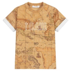 Alviero Martini Boys Geo Map Cotton T-Shirt