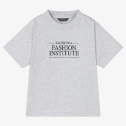 Balenciaga Grey Cotton Logo T-Shirt