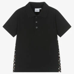 BOSS Boys Black Cotton Logo Polo Shirt