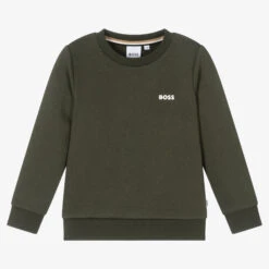 BOSS Boys Green Cotton Sweatshirt