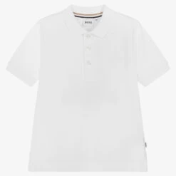 BOSS Boys White Piqué Polo Shirt