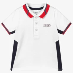 BOSS Boys White Logo Polo Shirt