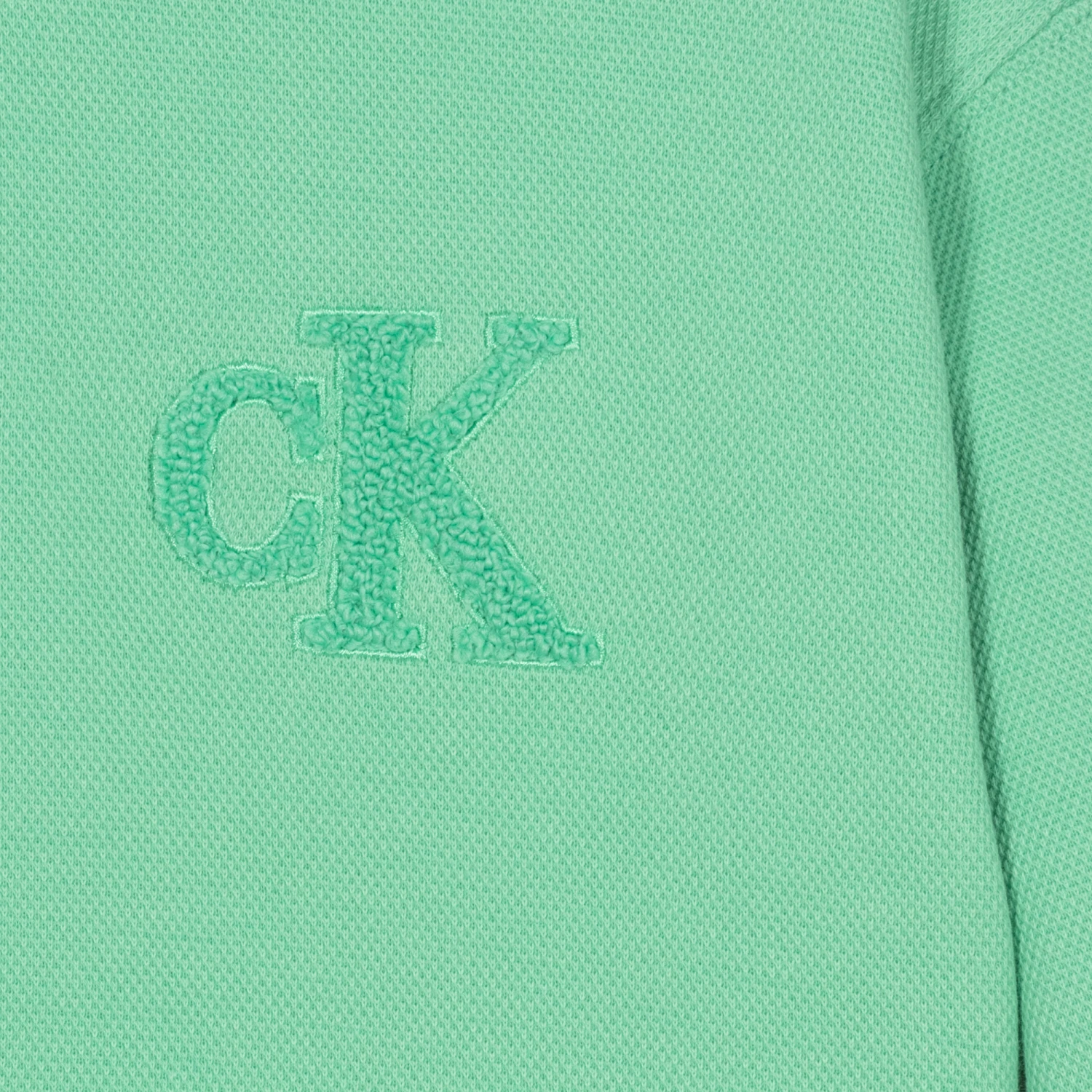 Calvin Klein Jeans Boys Green Piqué Logo Sweatshirt 3 Calvin Klein Jeans Boys Green Piqué Logo Sweatshirt - Image 3