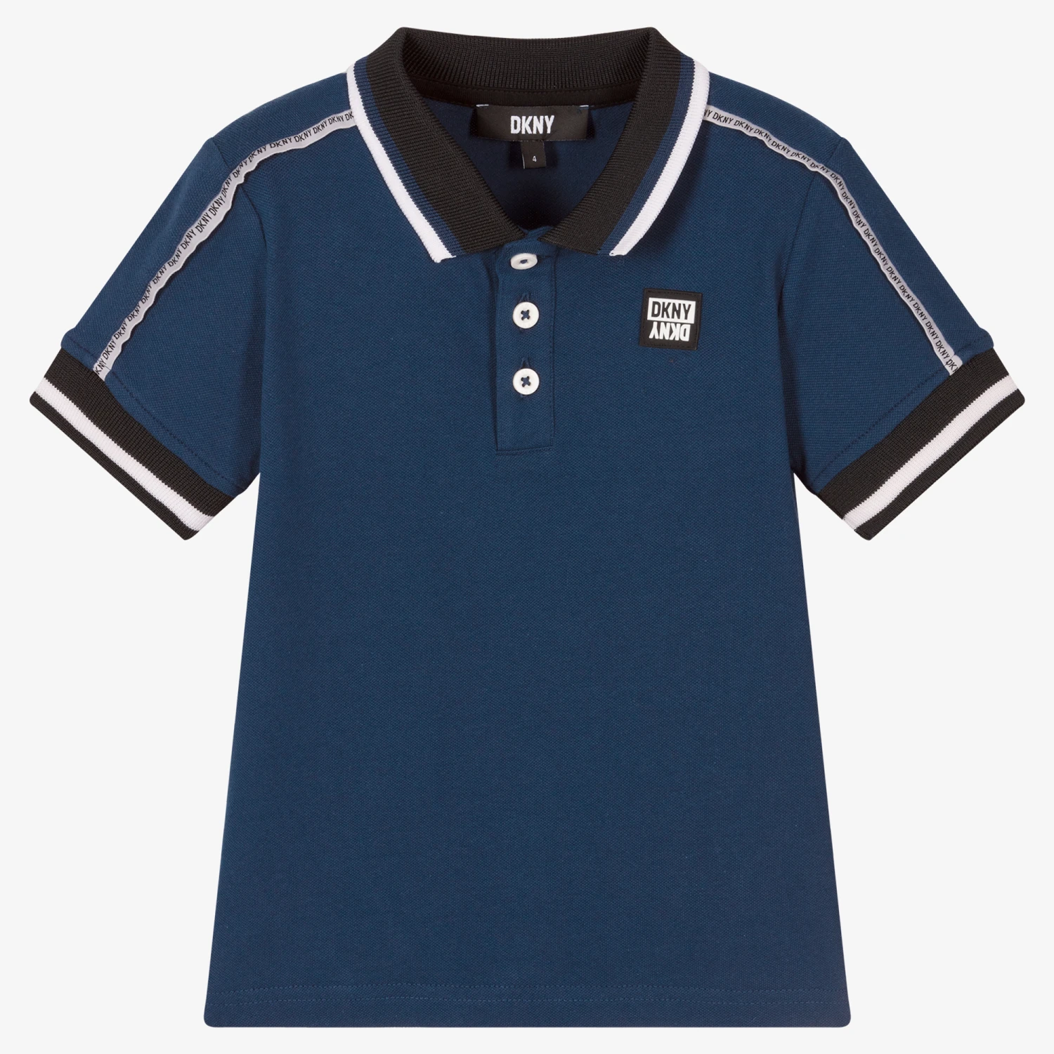 DKNY Boys Blue Cotton Piqué Polo Shirt 1 DKNY Boys Blue Cotton Piqué Polo Shirt