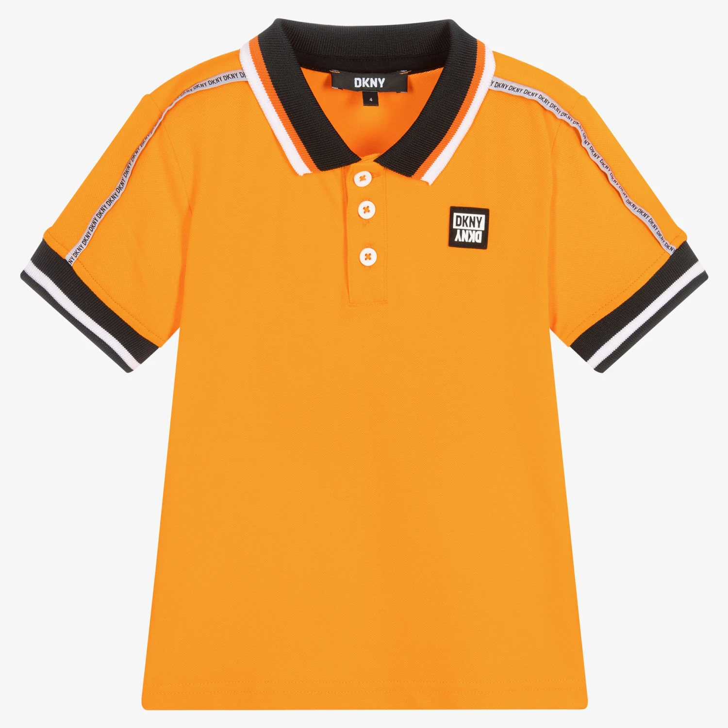 DKNY Boys Orange Cotton Piqué Polo Shirt 1 DKNY Boys Orange Cotton Piqué Polo Shirt
