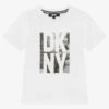 DKNY Boys White Cotton Logo T-Shirt