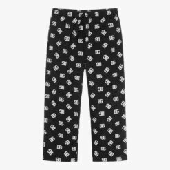 Dolce & Gabbana Black Cotton Crossover DG Trousers