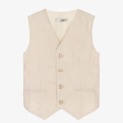 Dr. Kid Boys Beige Pinstripe Waistcoat