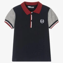 Dr. Kid Boys Navy Blue Cotton Piqué Polo Shirt