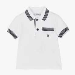 Dr. Kid Boys White Cotton Piqué Polo Shirt
