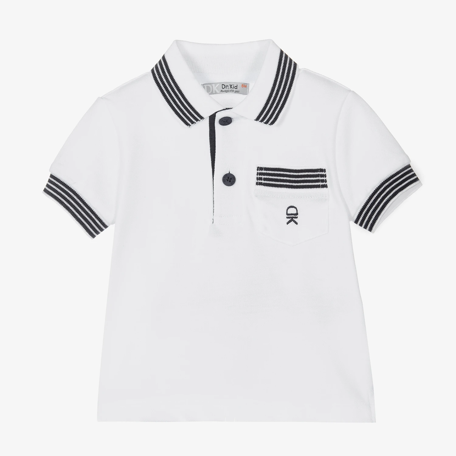 Dr. Kid Boys White Cotton Piqué Polo Shirt 1 Dr. Kid Boys White Cotton Piqué Polo Shirt
