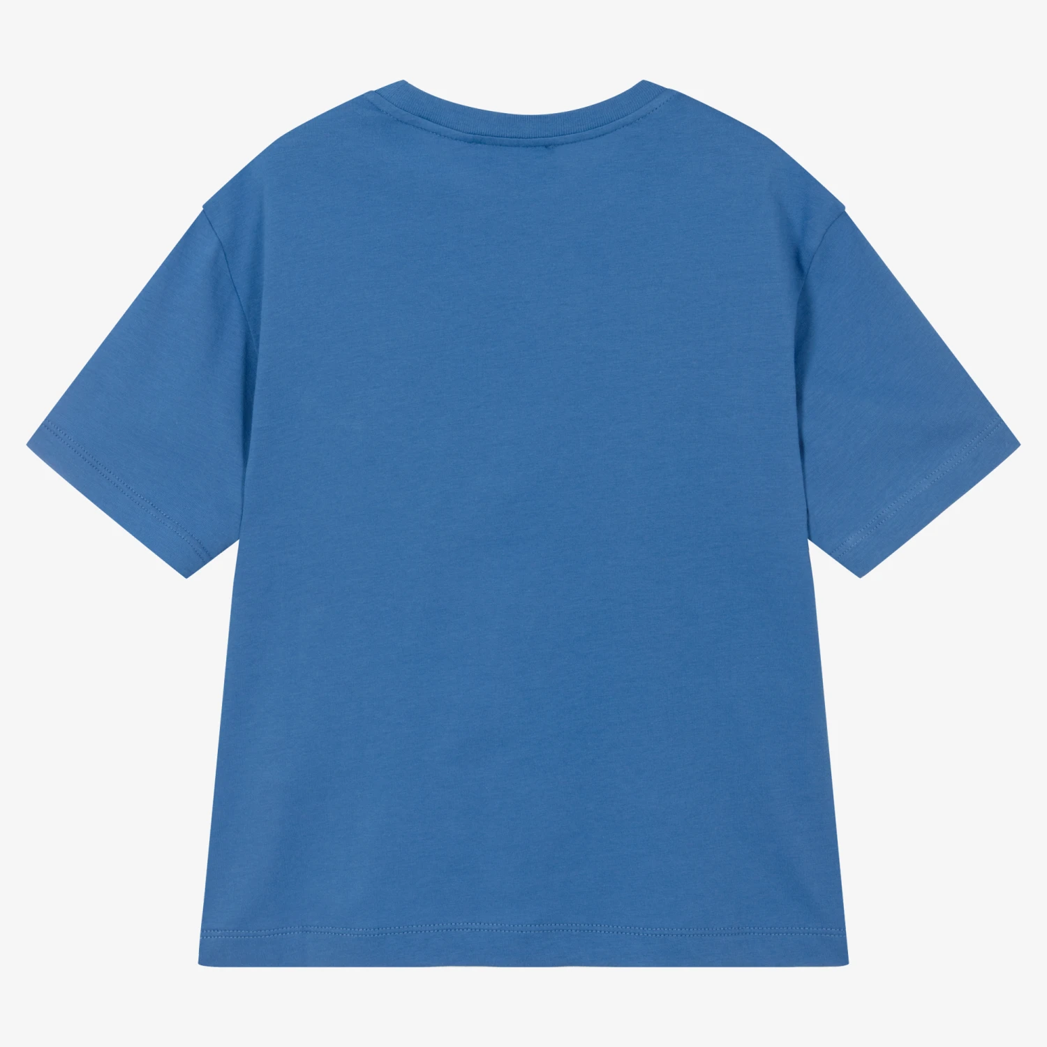 EA7 Emporio Armani Boys Blue Cotton Logo Tennis T-Shirt 2 EA7 Emporio Armani Boys Blue Cotton Logo Tennis T-Shirt - Image 2