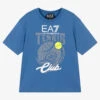 EA7 Emporio Armani Boys Blue Cotton Logo Tennis T-Shirt