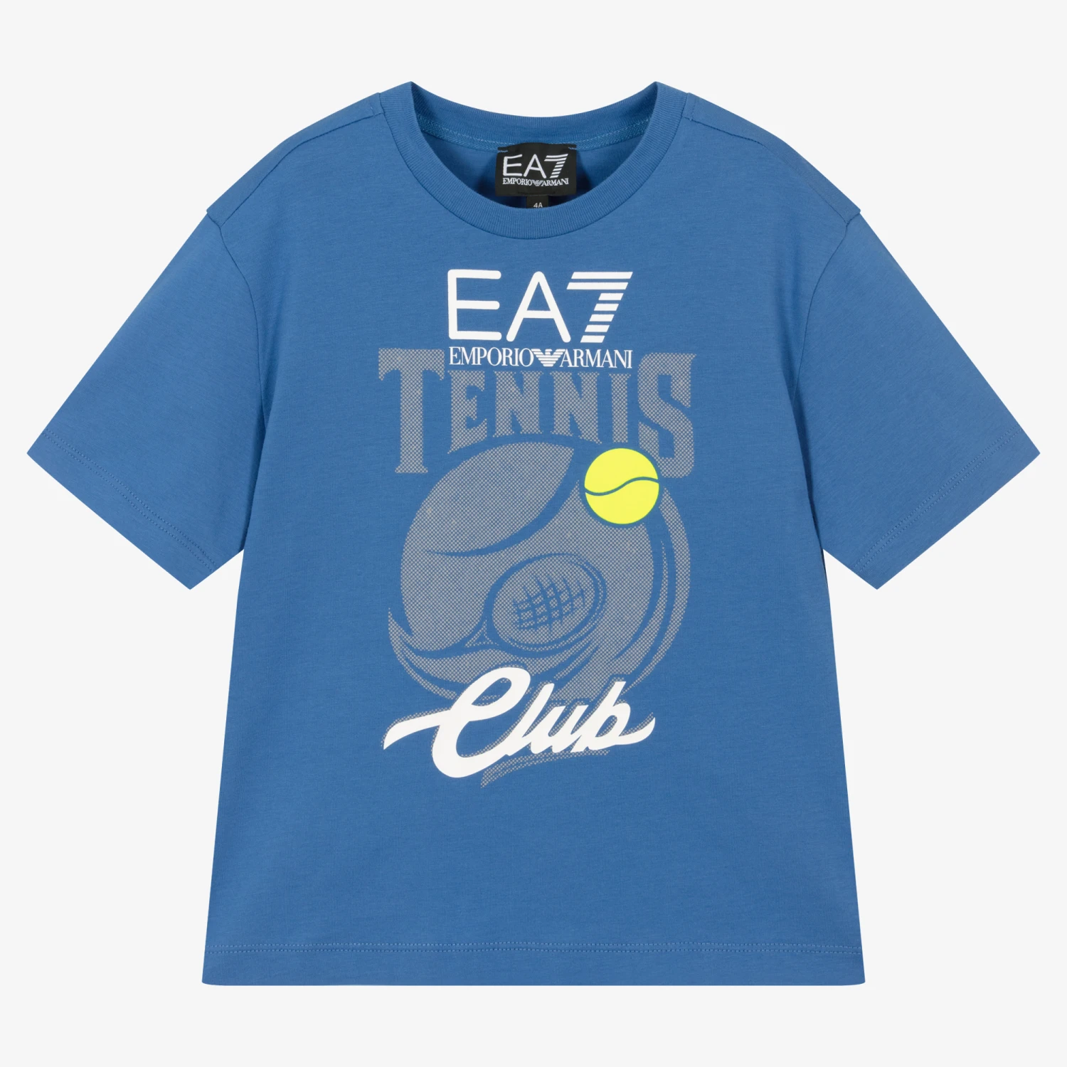 EA7 Emporio Armani Boys Blue Cotton Logo Tennis T-Shirt 1 EA7 Emporio Armani Boys Blue Cotton Logo Tennis T-Shirt