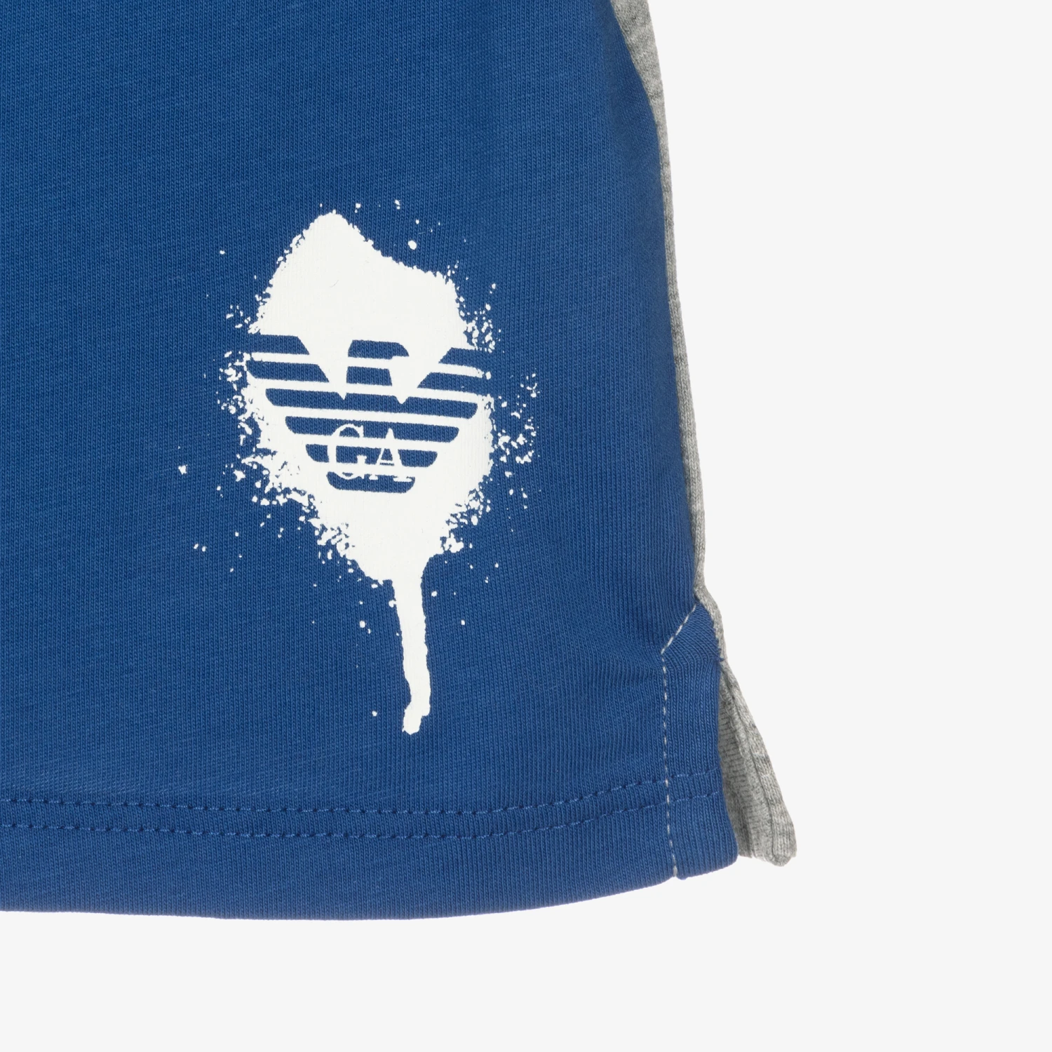 Emporio Armani Boys Blue & Grey Colourblock Polo Shirt 3 Emporio Armani Boys Blue & Grey Colourblock Polo Shirt - Image 3