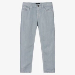 Emporio Armani Boys Light Blue Linen Trousers