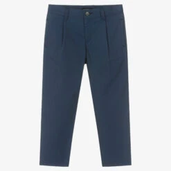 Emporio Armani Boys Navy Blue Cotton Trousers