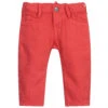 Emporio Armani Boys Red Cotton Trousers