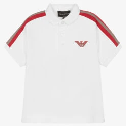 Emporio Armani Boys White Cotton Eagle Logo Polo Shirt