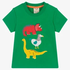 Frugi Boys Green Organic Cotton Dinosaur T-Shirt