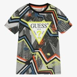 Guess Boys Black Cotton Printed T-Shirt