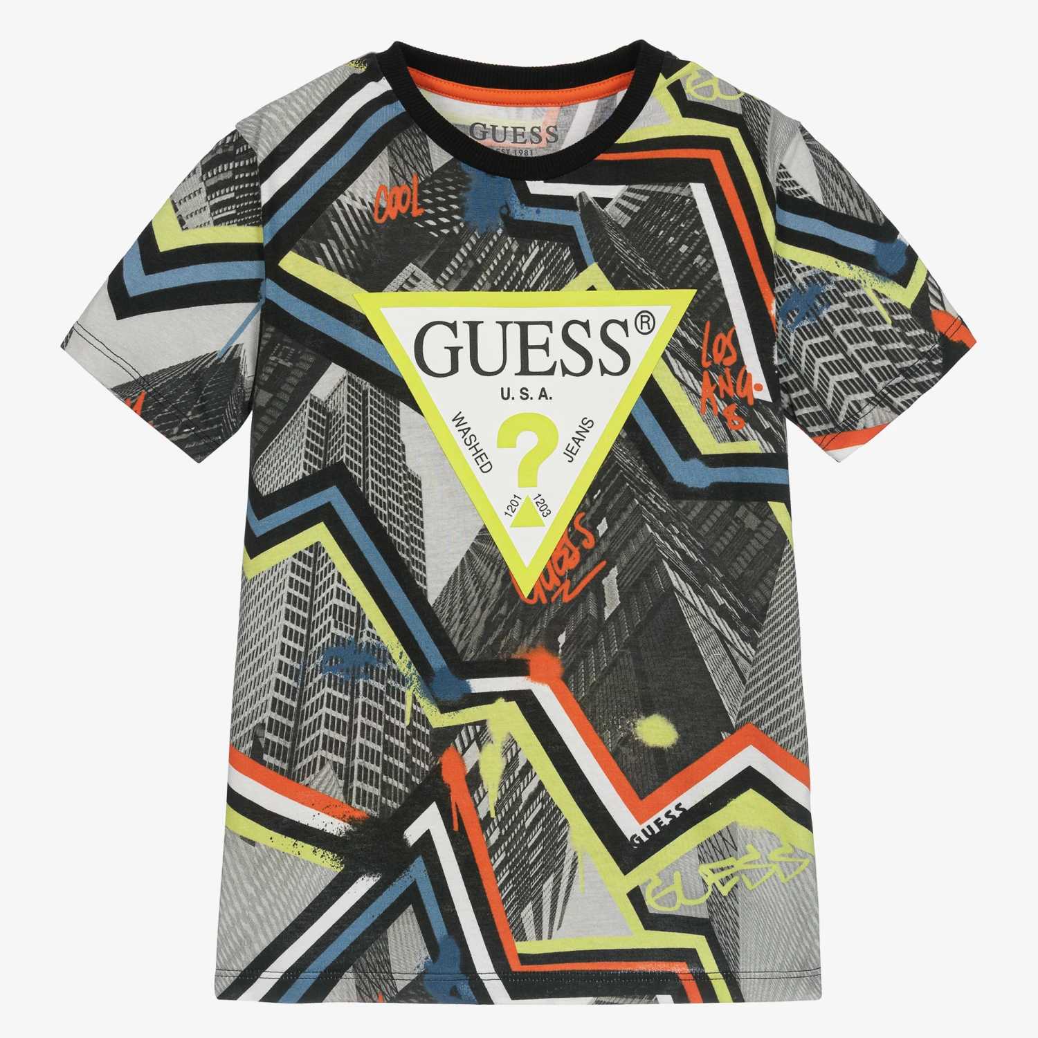 Guess Boys Black Cotton Printed T-Shirt 1 Guess Boys Black Cotton Printed T-Shirt