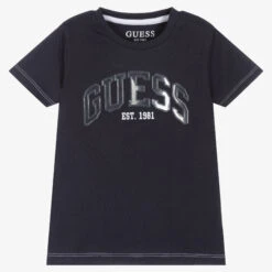 Guess Boys Blue Logo Cotton Logo T-Shirt