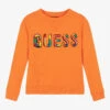 Guess Boys Orange Cotton Logo Sweatshirt
