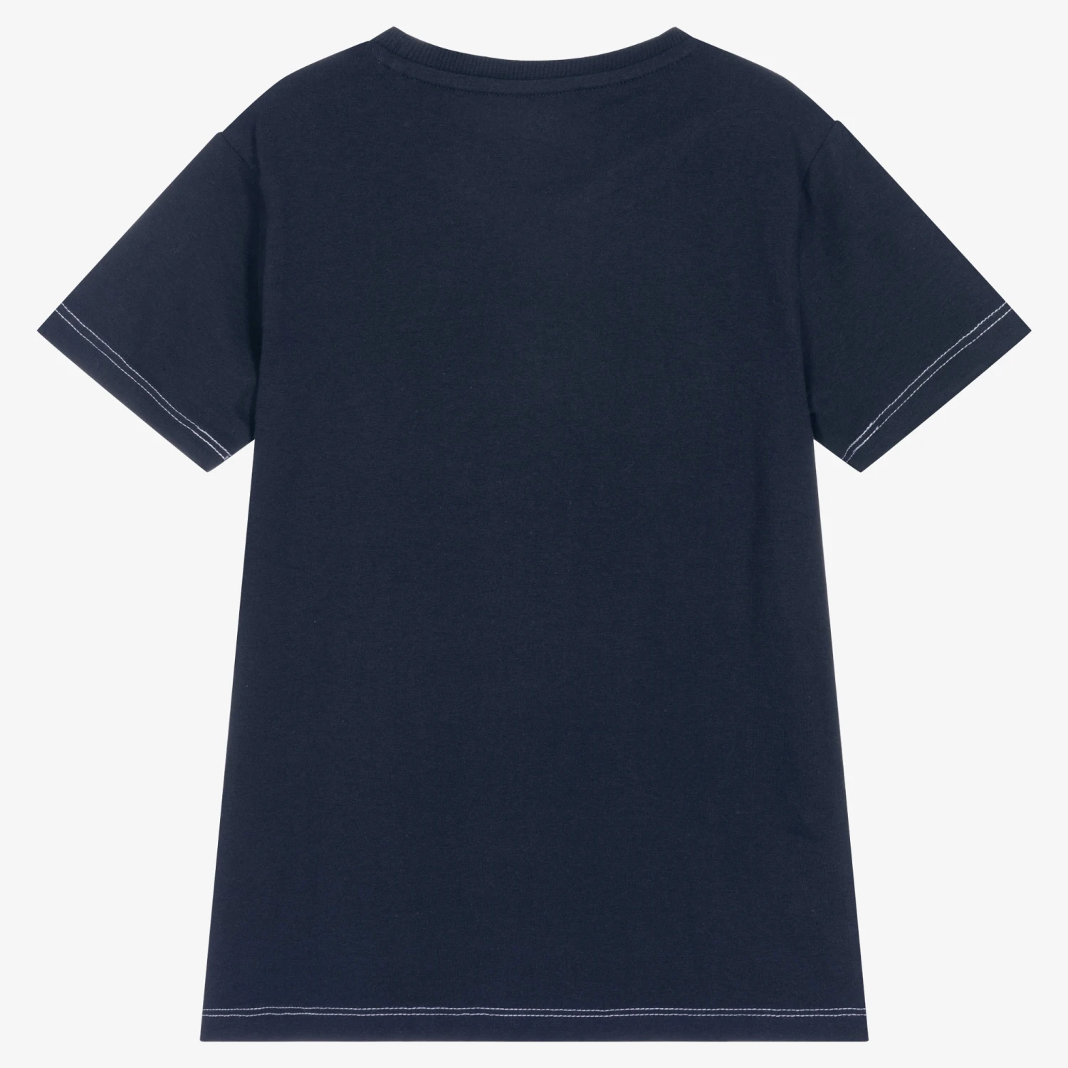 Guess Junior Boys Blue Cotton Logo T-Shirt 2 Guess Junior Boys Blue Cotton Logo T-Shirt - Image 2