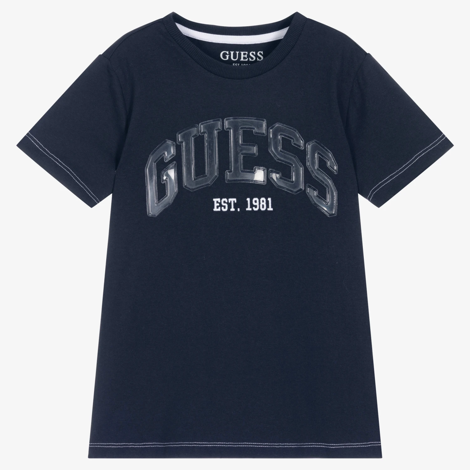 Guess Junior Boys Blue Cotton Logo T-Shirt 1 Guess Junior Boys Blue Cotton Logo T-Shirt