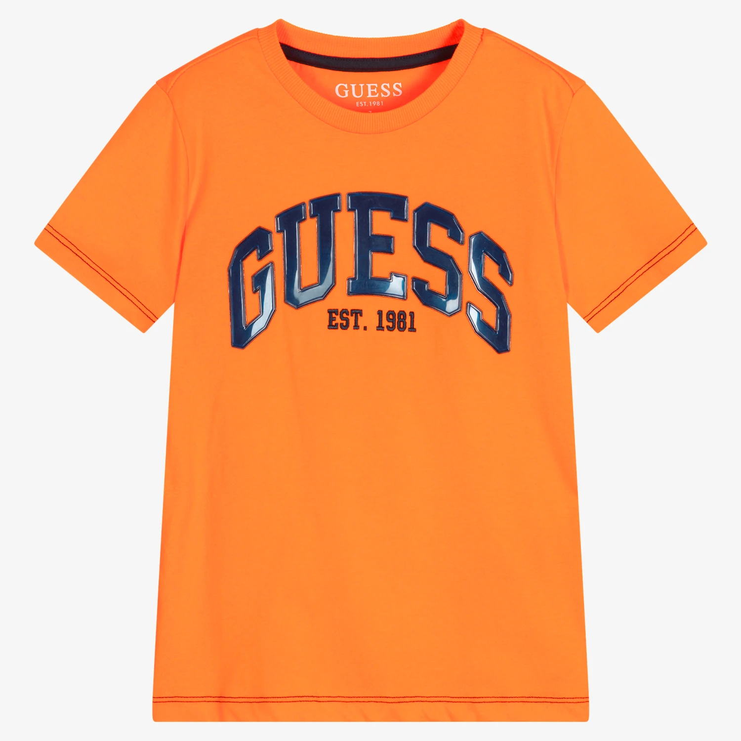 Guess Junior Boys Orange Cotton Logo T-Shirt 1 Guess Junior Boys Orange Cotton Logo T-Shirt