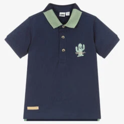 IDO Baby Boys Blue Cotton Cactus Polo Shirt