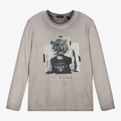 IKKS Boys Grey Tiger Cotton Top