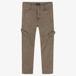 IKKS Brown Cotton Cargo Trousers