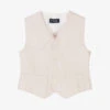Il Gufo Boys Beige Cotton Pinstripe Waistcoat