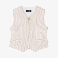 Il Gufo Boys Beige Cotton Pinstripe Waistcoat