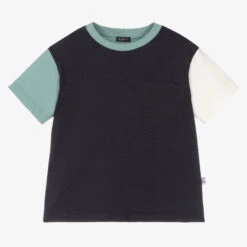 Il Gufo Boys Blue Cotton Colourblock T-Shirt