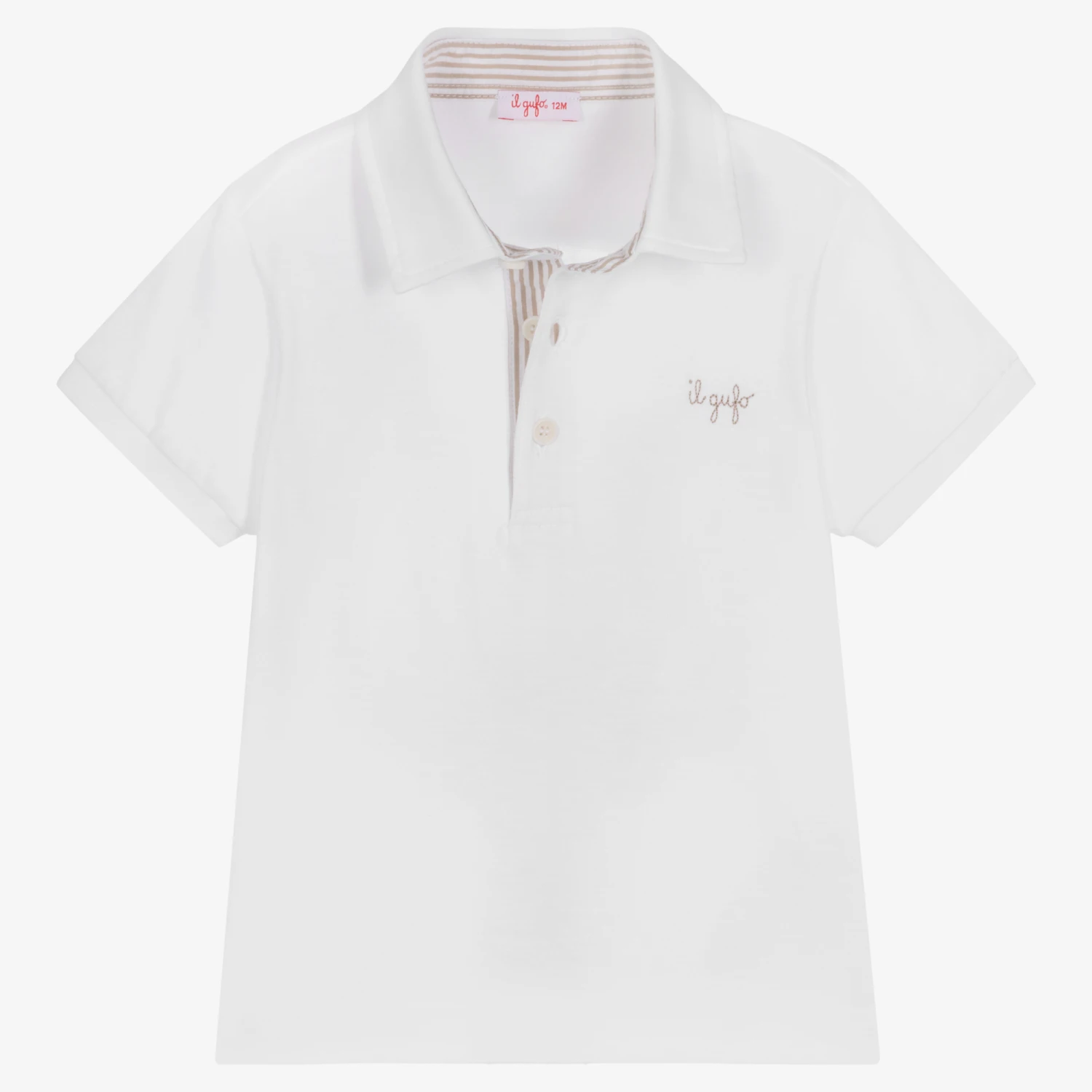 Il Gufo Boys White Cotton Polo Shirt 3 Il Gufo Boys White Cotton Polo Shirt - Image 3