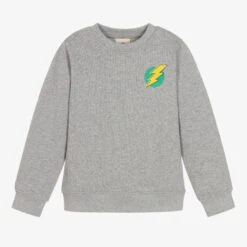 Joyday Boys Grey Cotton Lightning Bolt Sweatshirt