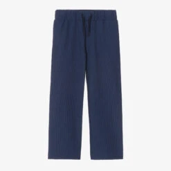 KENZO KIDS Boys Blue Striped Seersucker Trousers