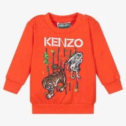 KENZO KIDS Boys Orange Cotton Logo Sweatshirt