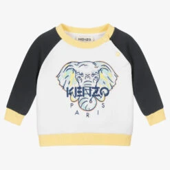 KENZO KIDS Boys White & Blue Elephant Sweatshirt