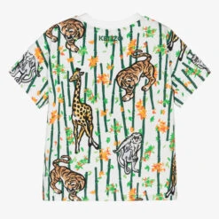 Casual Wear Co Shop -Casual Wear Co Shop kenzo kids boys white cotton bamboo print t shirt 502341 5cde3062484128bd50195387e2e737b9b4d462f3