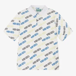 KENZO KIDS Boys White Cotton Logo Polo Shirt